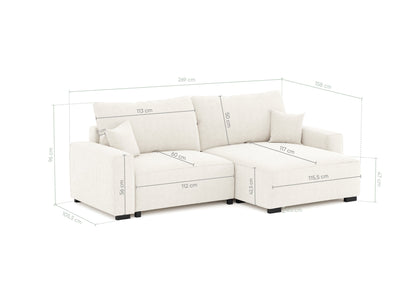 Sofá - Cama 4 Lugares com Chaise Longue Reversível - LaurenC1511ACSRG7902_C24