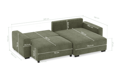 Sofá - Cama 4 Lugares com Chaise Longue Reversível - LaurenC1511ACSRG7930_C24