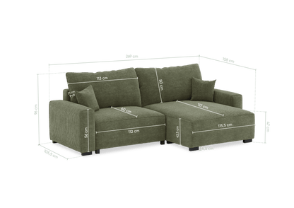 Sofá - Cama 4 Lugares com Chaise Longue Reversível - LaurenC1511ACSRG7930_C24