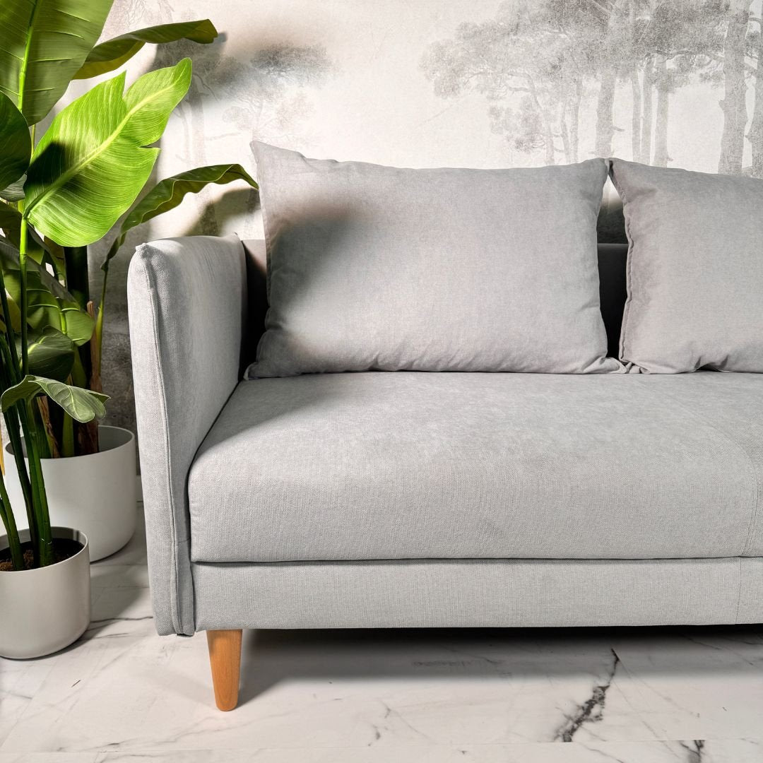 Sofá 3 Lugares com pé alto de madeira, braços finos, daybed, Cinzento EscuroS10223SSRAG2721_C24