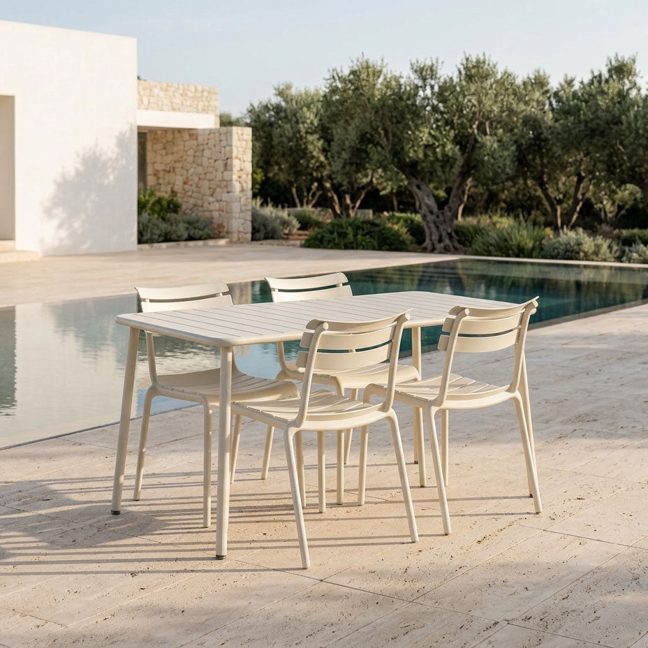 Conjunto de Mesa com 4 cadeiras Branco VITA