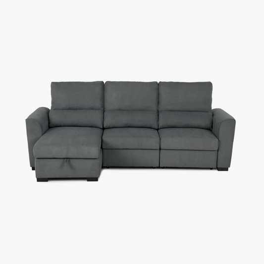 Sofá cama com chaise longue reversível cinza OLIVER