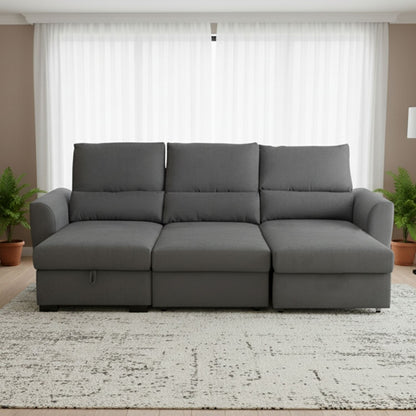 Canapé-lit OLIVER gris avec méridienne réversible