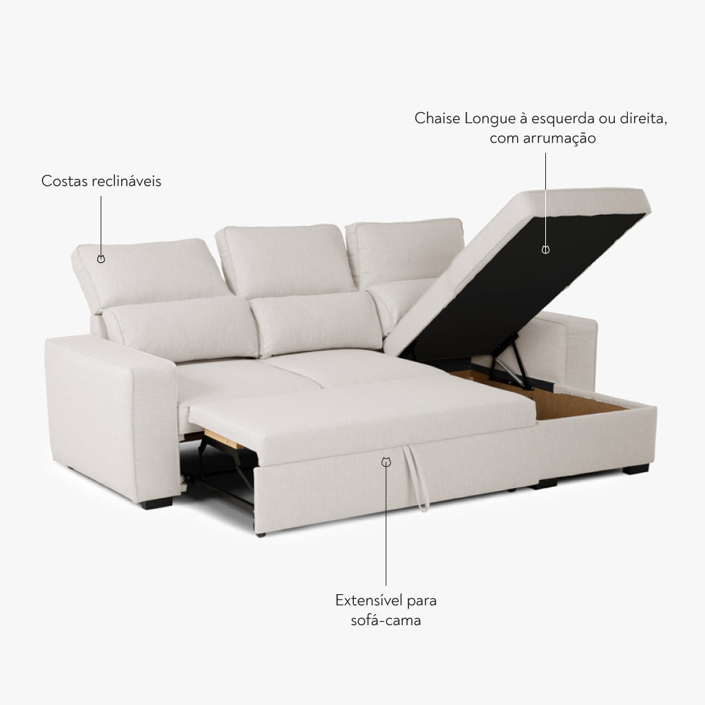 Sofá Cama com Chaise Longue SANDLER