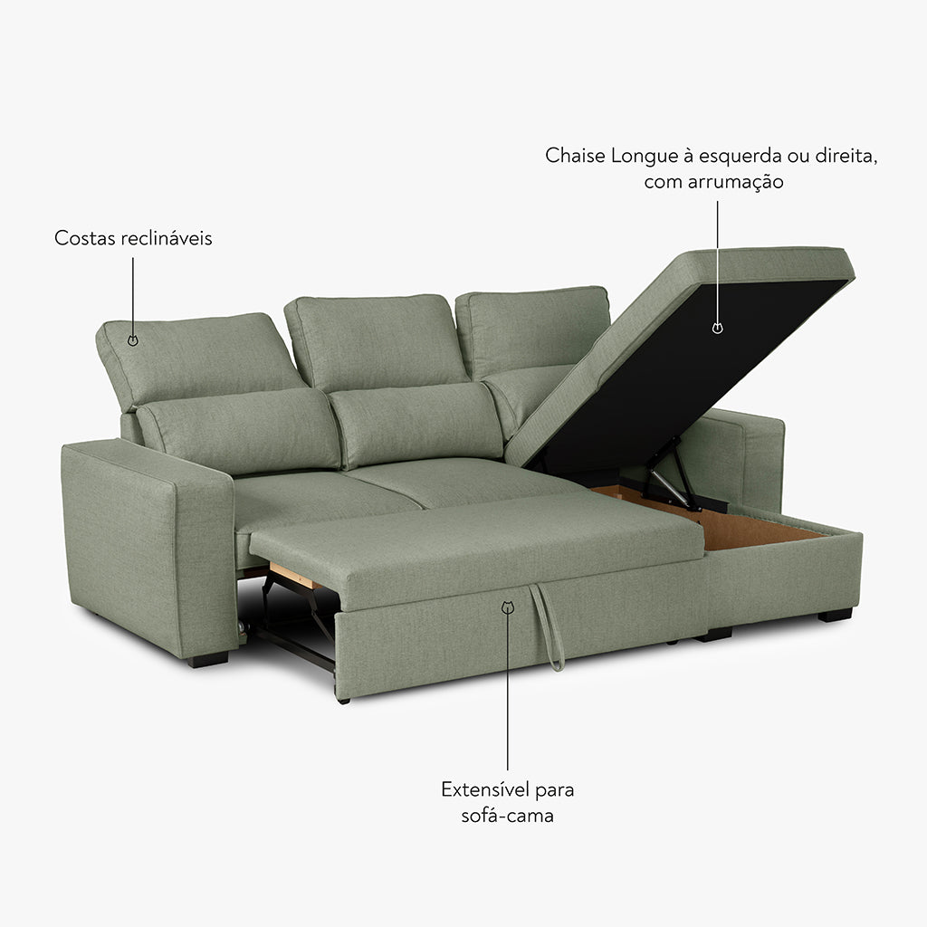 Sofá Cama com Chaise Longue SANDLER