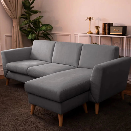 Sofá de 3 lugares com chaise longue reversível e pés vintage – AngelC710BSSRBG3811_C24