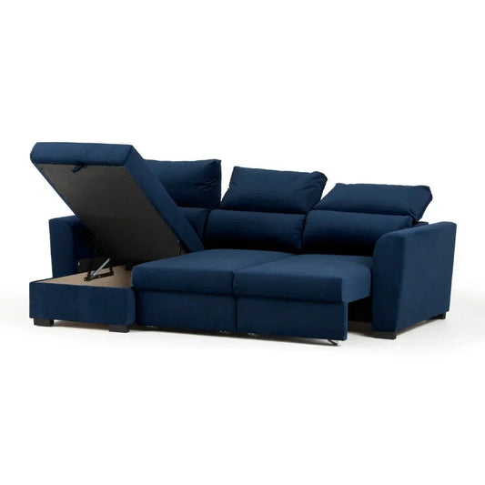 Sofá - Cama 3 Lugares com Chaise Longue Reversível e Encosto Reclinável - OliverC1009CFSRC1719_C24