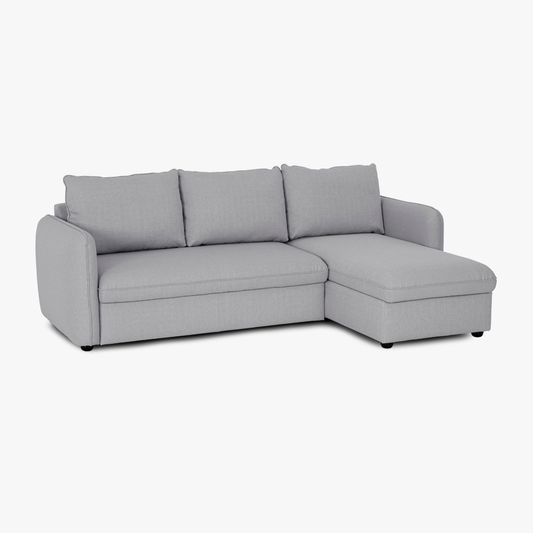 Sofá cama sistema easybed com chaise longue reversível cinza VOGUE