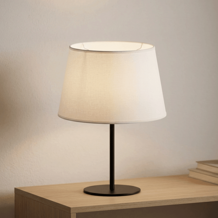 Abatjour Drum em Algodão Branco D30cm - Gato Preto