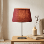 Abatjour Drum em Linho Vermelho D30cm - Gato Preto