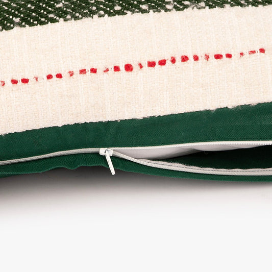 Almofada com Riscas Verde e Vermelha COZY - Gato Preto