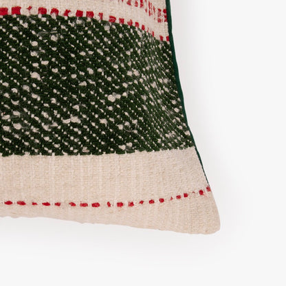 Almofada com Riscas Verde e Vermelha COZY - Gato Preto