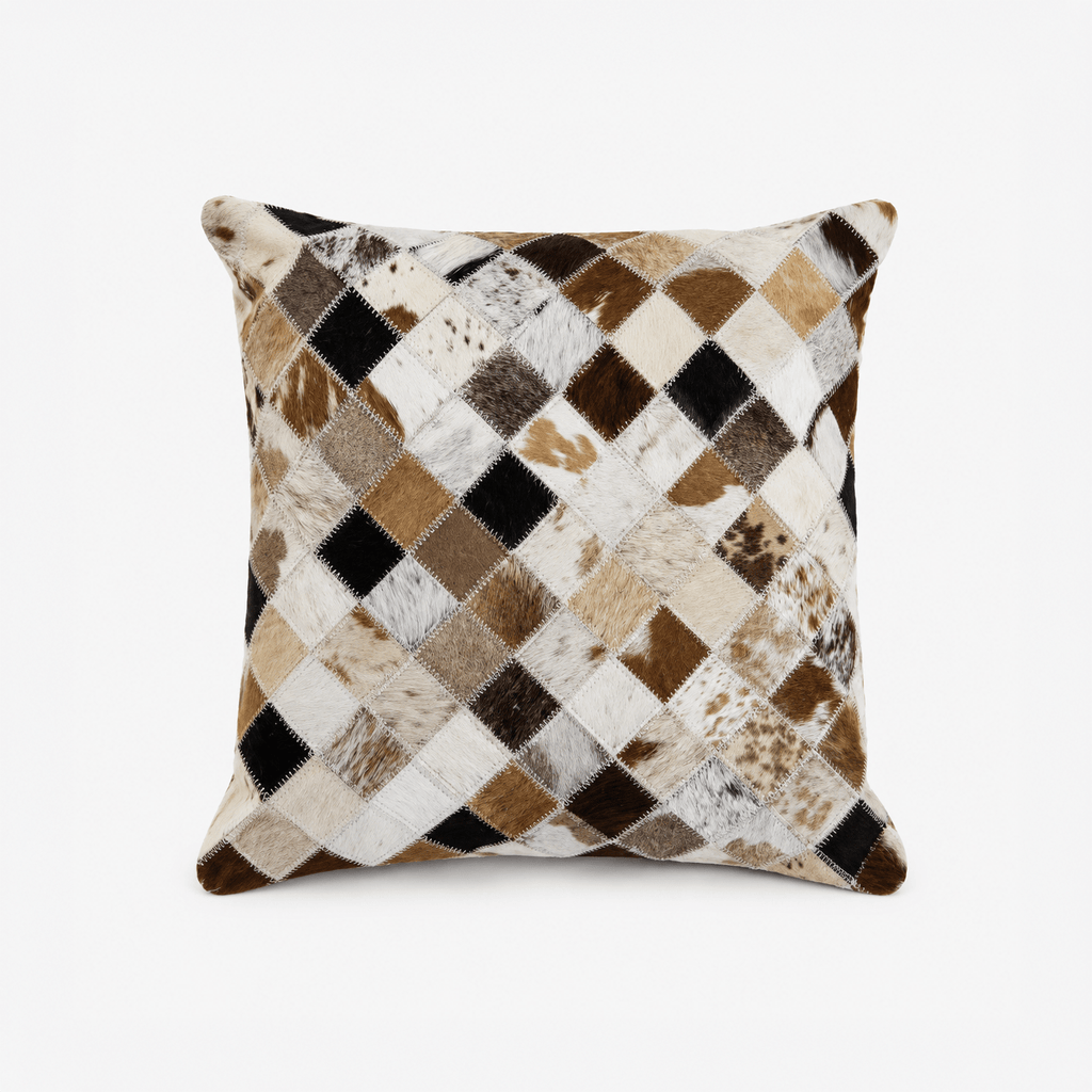 Almofada de Pele Quadrados Castanhos 40x40 VERVE - Gato Preto