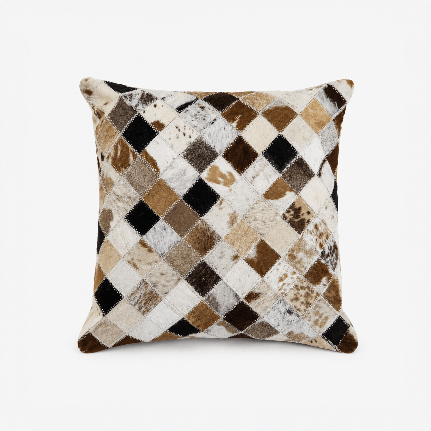 Almofada de Pele Quadrados Castanhos 40x40 VERVE - Gato Preto