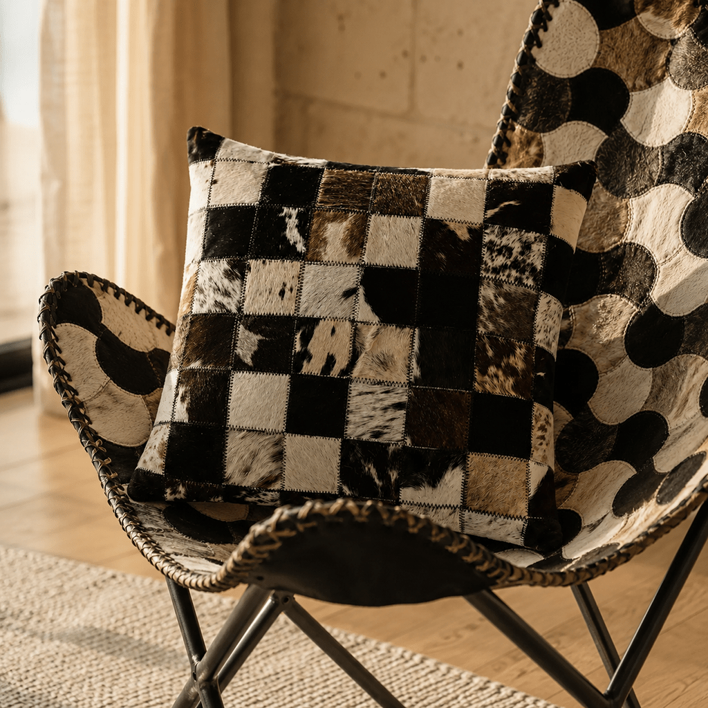 Almofada de Pele Quadrados Preto 40x40 VERVE - Gato Preto