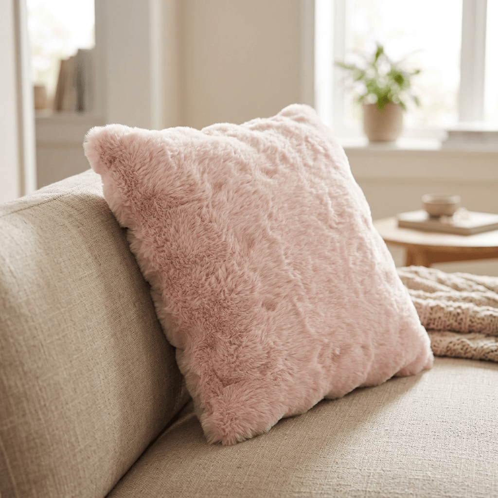 Almofada de Pelo Sintético Rosa 45x45 BLUSH - Gato Preto