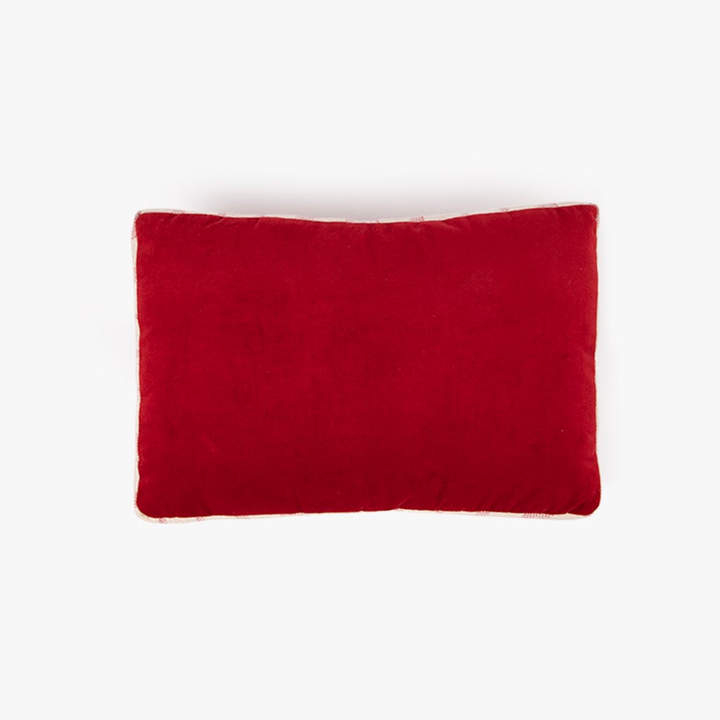Almofada de Veludo Vermelha com Riscas Brancas COZY - Gato Preto
