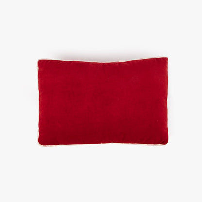 Almofada de Veludo Vermelha com Riscas Brancas COZY - Gato Preto