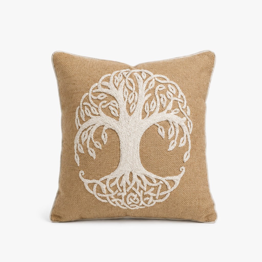Almofada Sortida de Árvore Castanho 45x45 RAÍZES - Gato Preto