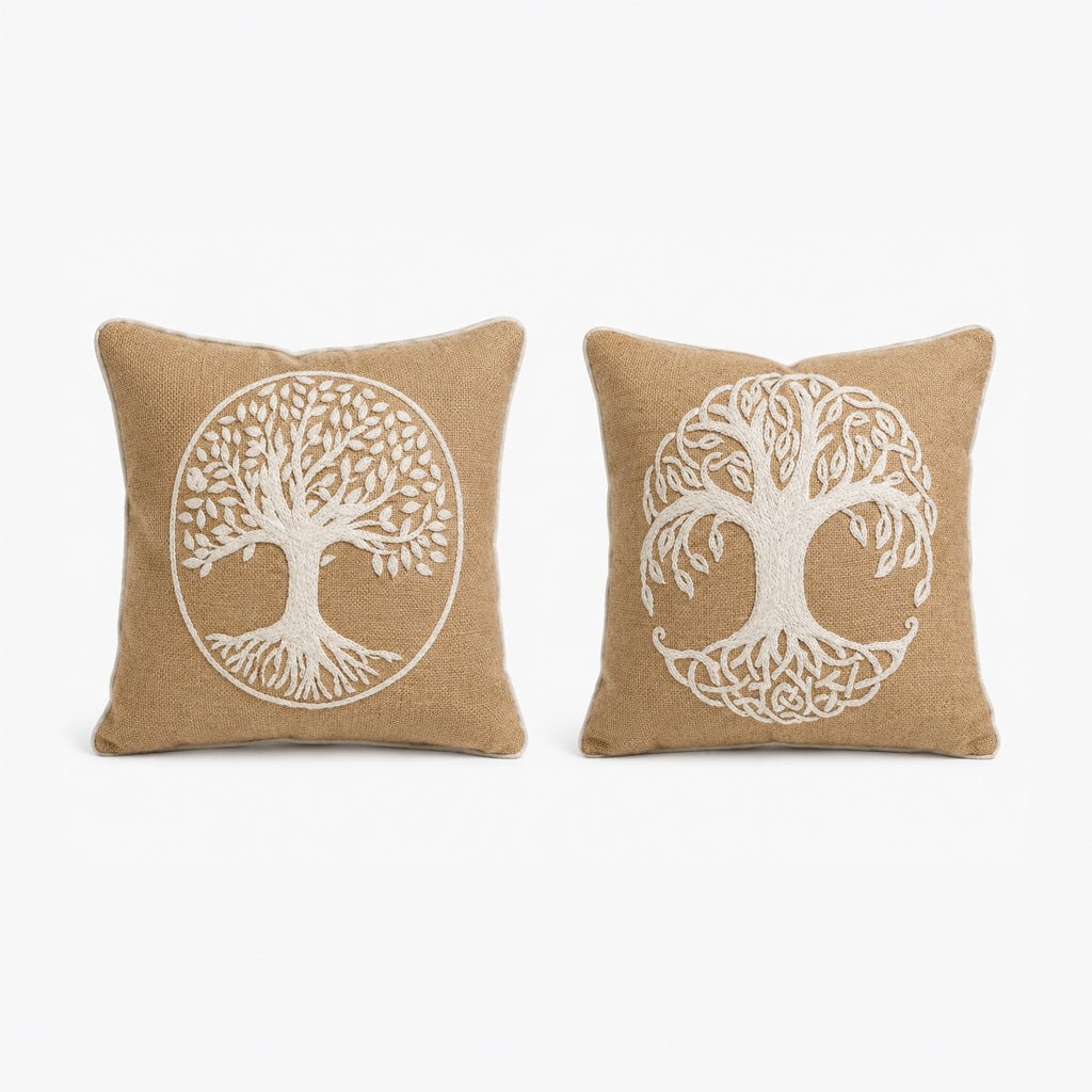 Almofada Sortida de Árvore Castanho 45x45 RAÍZES - Gato Preto