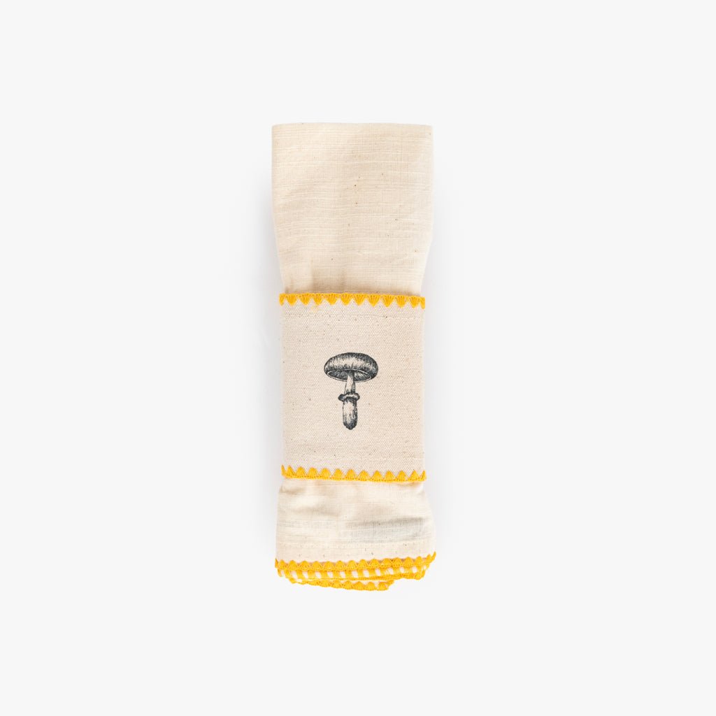 Anel com Guardanapo de Algodão Cogumelo Amarelo PORTOBELLO - Gato Preto