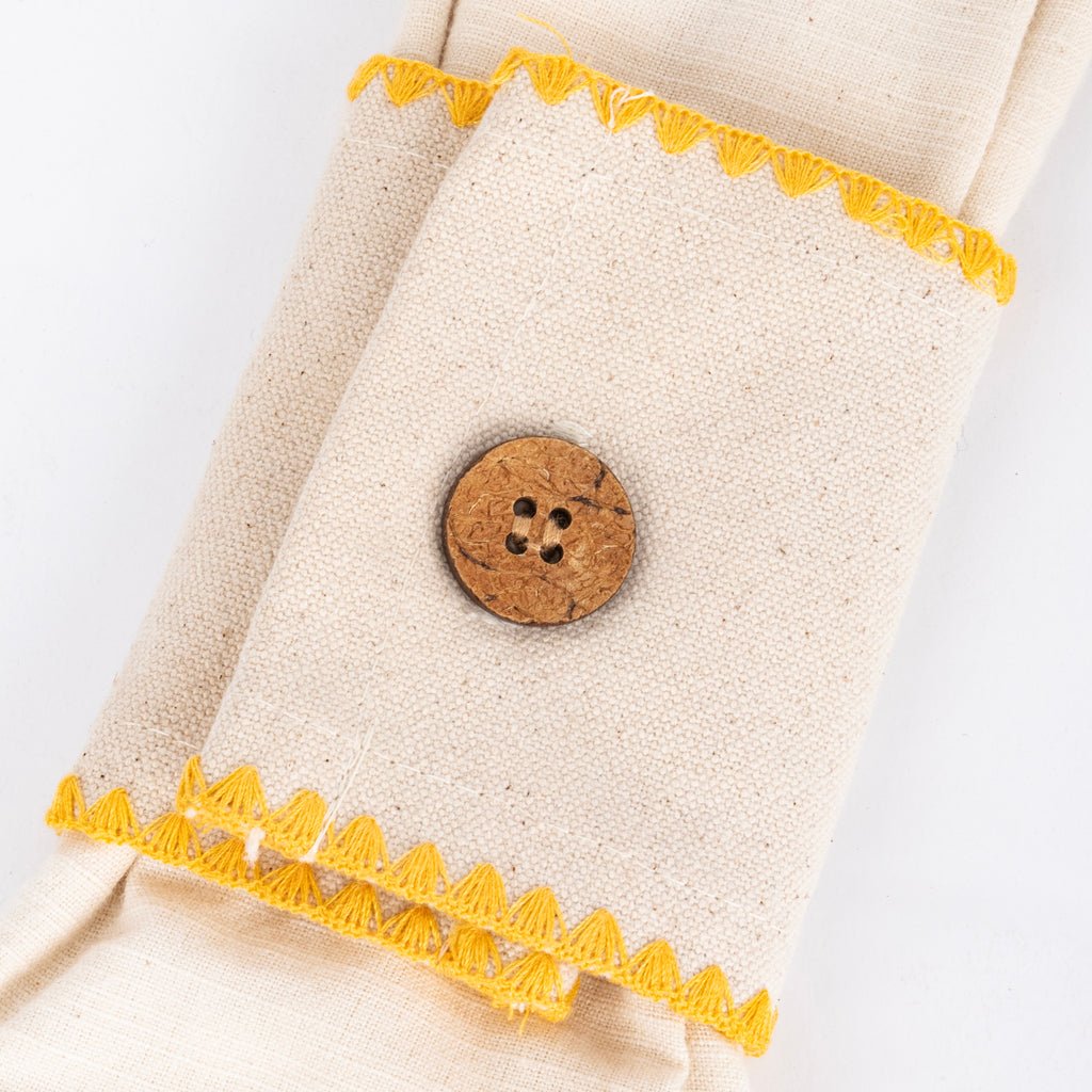 Anel com Guardanapo de Algodão Cogumelo Amarelo PORTOBELLO - Gato Preto