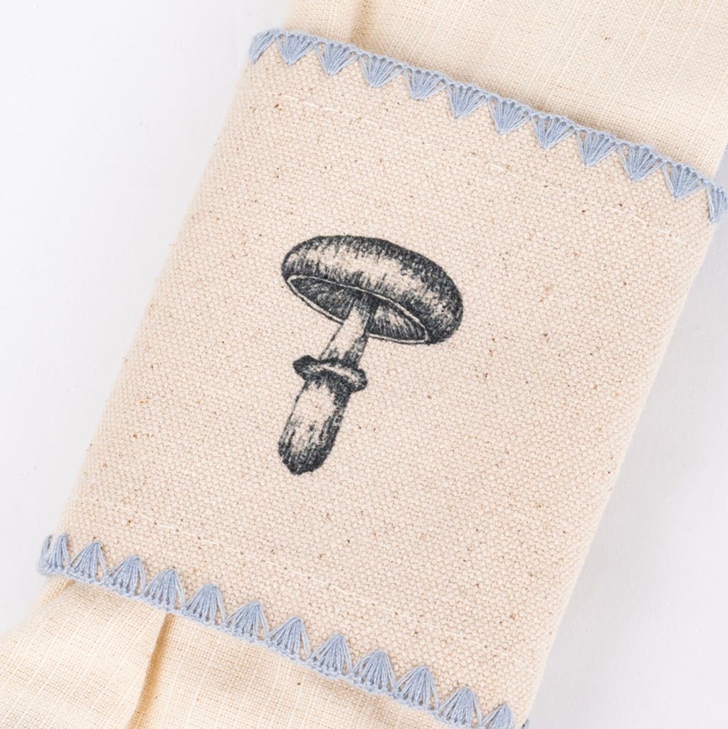 Anel com Guardanapo de Algodão Cogumelo Azul PORTOBELLO - Gato Preto