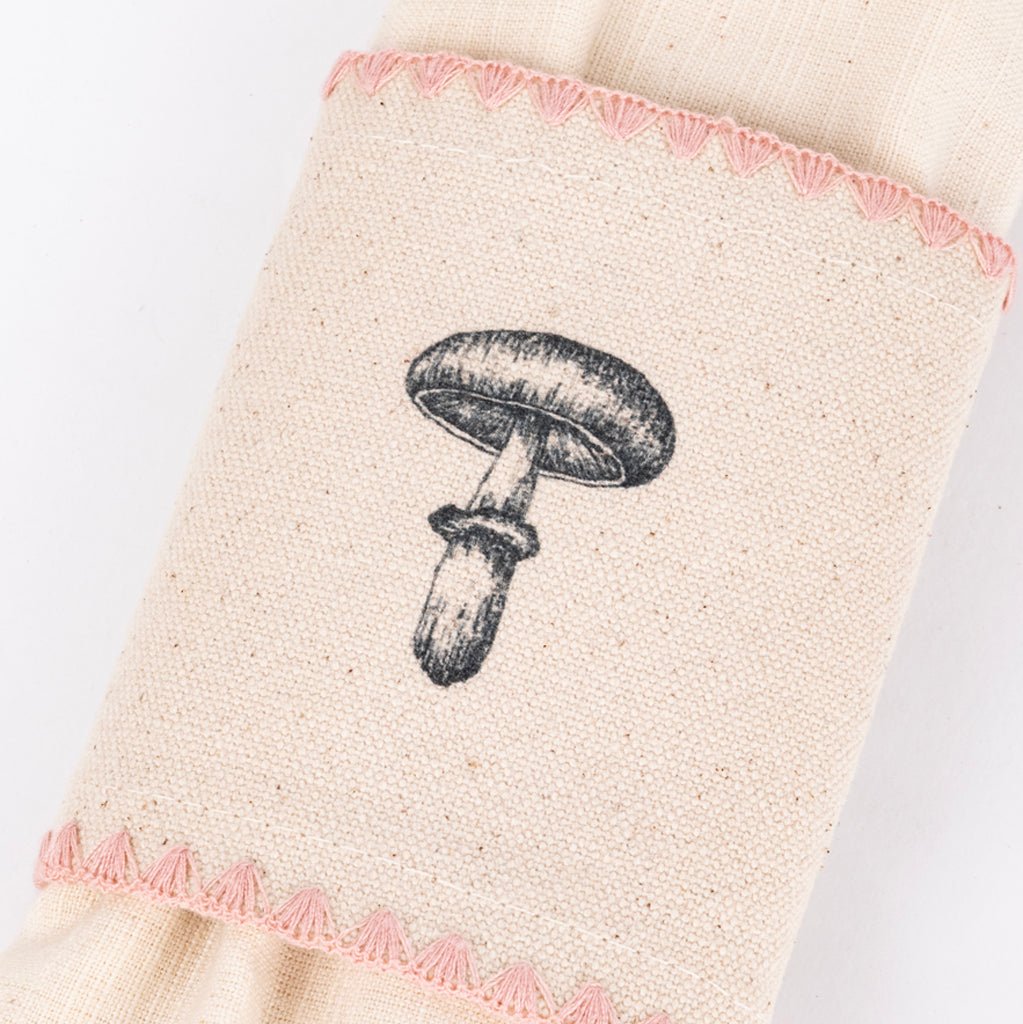 Anel com Guardanapo de Algodão Cogumelo Rosa PORTOBELLO - Gato Preto