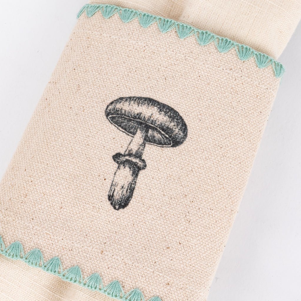 Anel com Guardanapo de Algodão Cogumelo Verde PORTOBELLO - Gato Preto