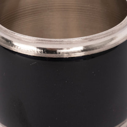 Anel de Guardanapo Esmalte Preto e Prata PARTY - Gato Preto