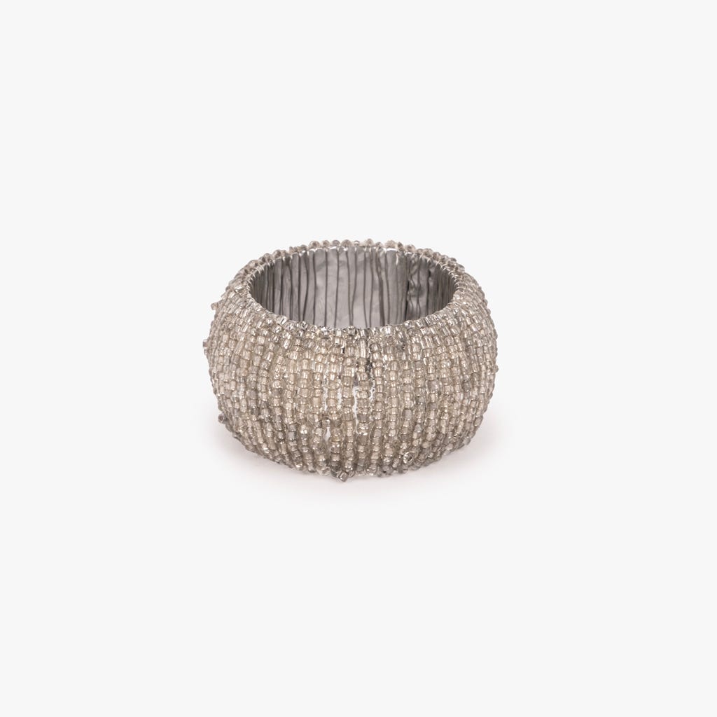 Anel de Guardanapo Missangas Silver DAILY - Gato Preto