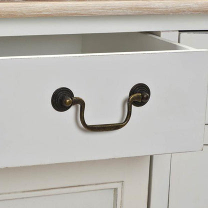 Aparador Branco de Madeira Natural com Duas Portas e Seis Gavetas VERSAILLES - Gato Preto