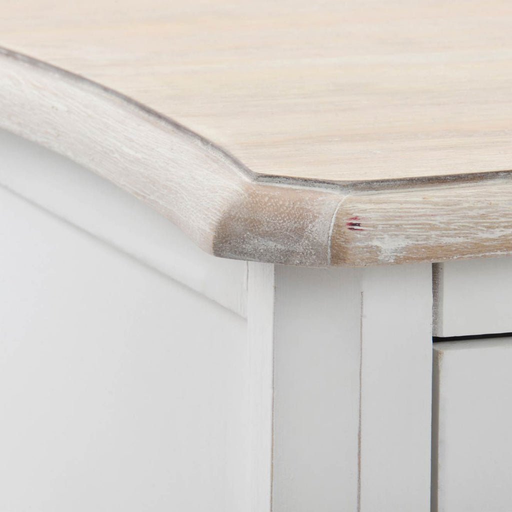 Aparador Branco de Madeira Natural com Duas Portas e Seis Gavetas VERSAILLES - Gato Preto