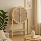 Aparador com Rattan 90x40x160 ZUMA - Gato Preto