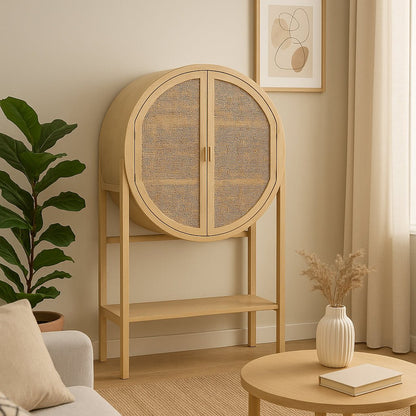 Aparador com Rattan 90x40x160 ZUMA - Gato Preto