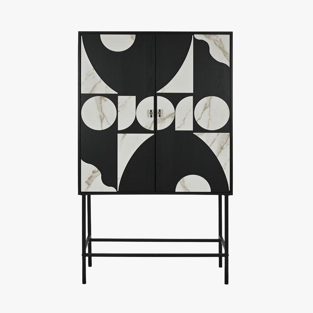 Aparador de Duas Portas Geométrico Preto NOIR - Gato Preto