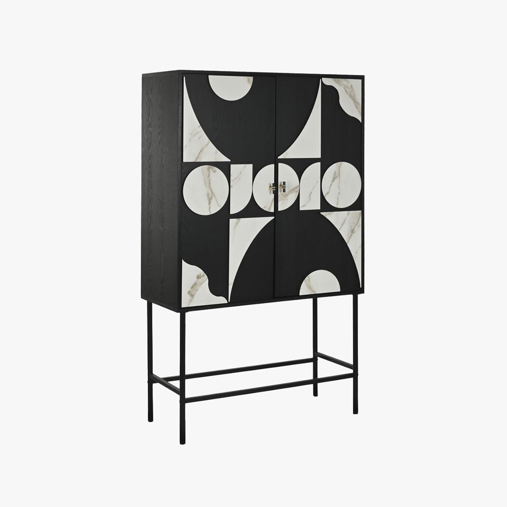 Aparador de Duas Portas Geométrico Preto NOIR - Gato Preto
