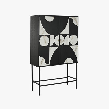 Aparador de Duas Portas Geométrico Preto NOIR - Gato Preto