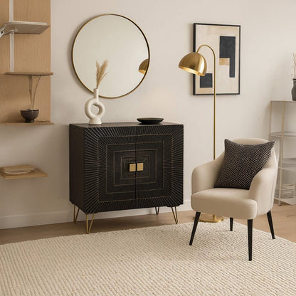 Aparador de Metal e Madeira com Duas Portas TORA - Gato Preto