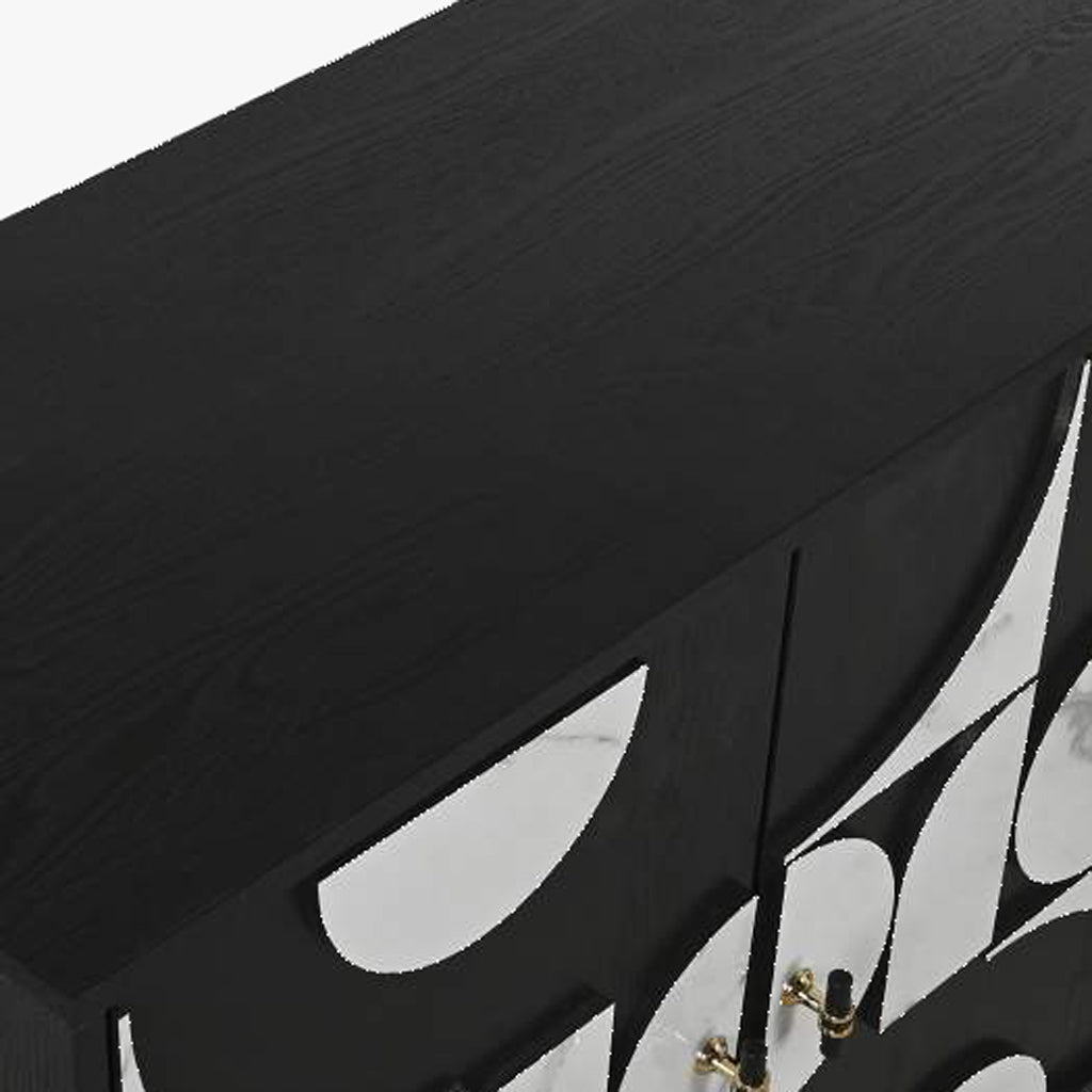 Aparador de Quatro Portas Geométrico Preto NOIR - Gato Preto