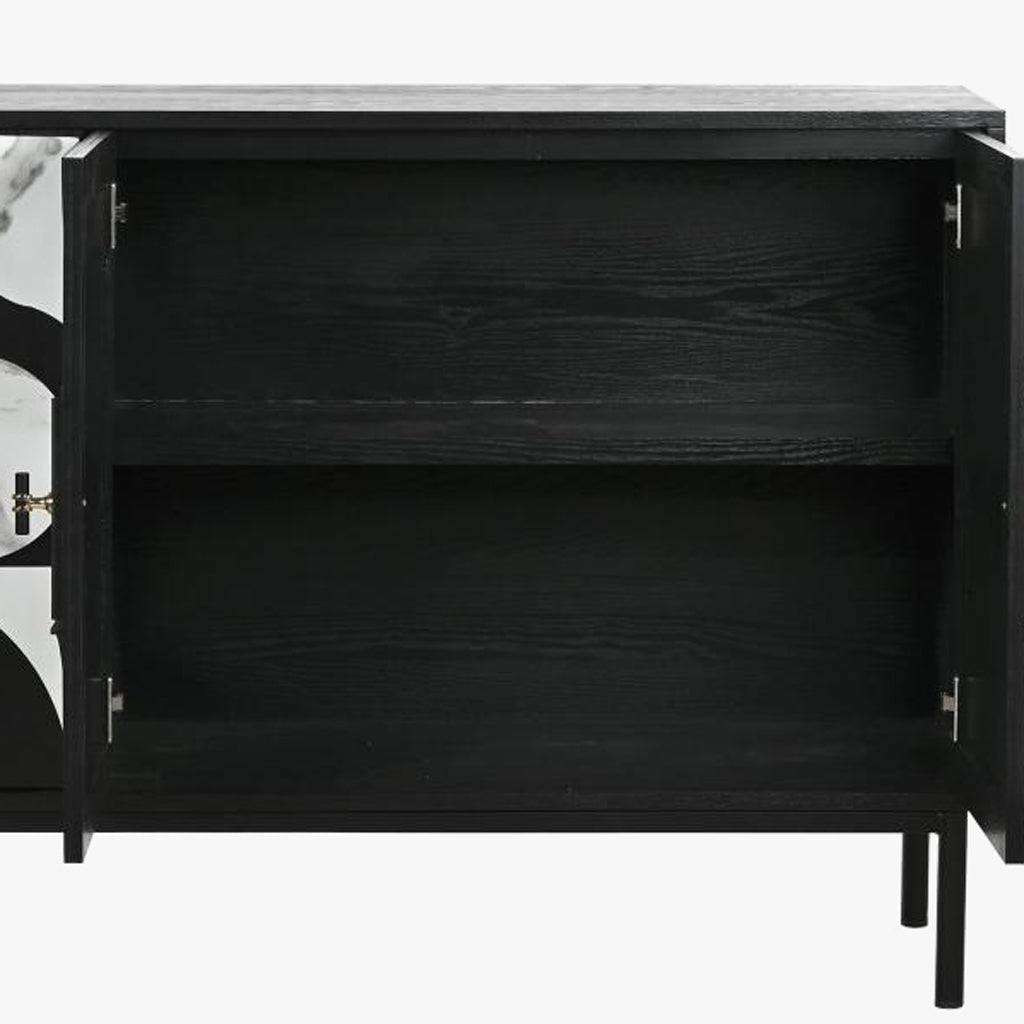 Aparador de Quatro Portas Geométrico Preto NOIR - Gato Preto