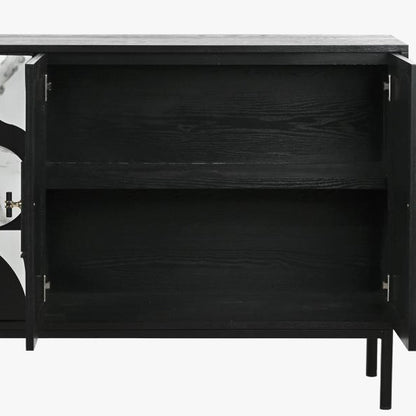 Aparador de Quatro Portas Geométrico Preto NOIR - Gato Preto