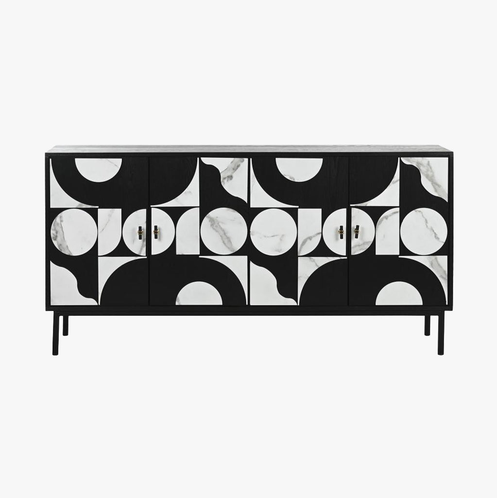 Aparador de Quatro Portas Geométrico Preto NOIR - Gato Preto