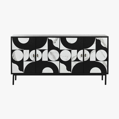 Aparador de Quatro Portas Geométrico Preto NOIR - Gato Preto