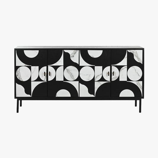 Aparador de Quatro Portas Geométrico Preto NOIR - Gato Preto