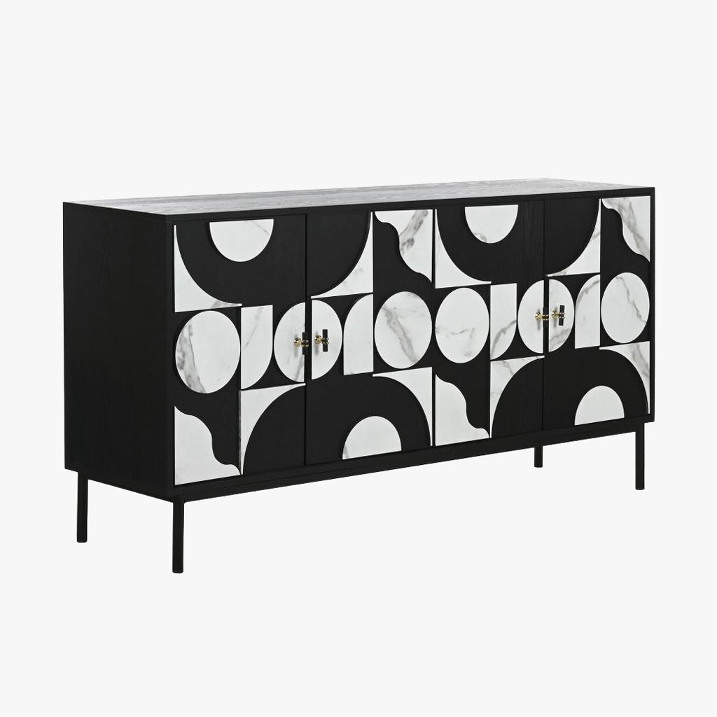 Aparador de Quatro Portas Geométrico Preto NOIR - Gato Preto