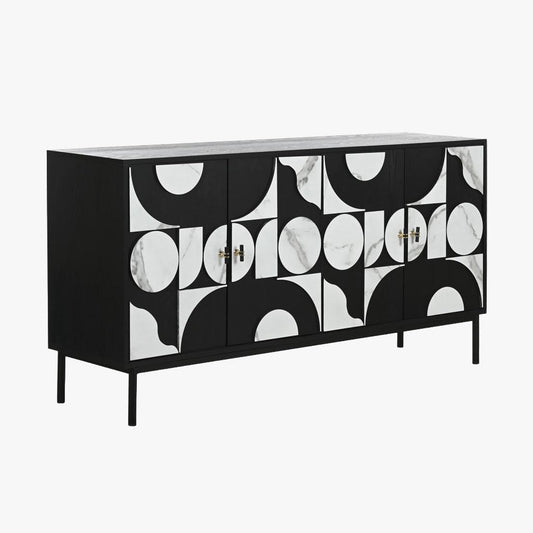 Aparador de Quatro Portas Geométrico Preto NOIR - Gato Preto