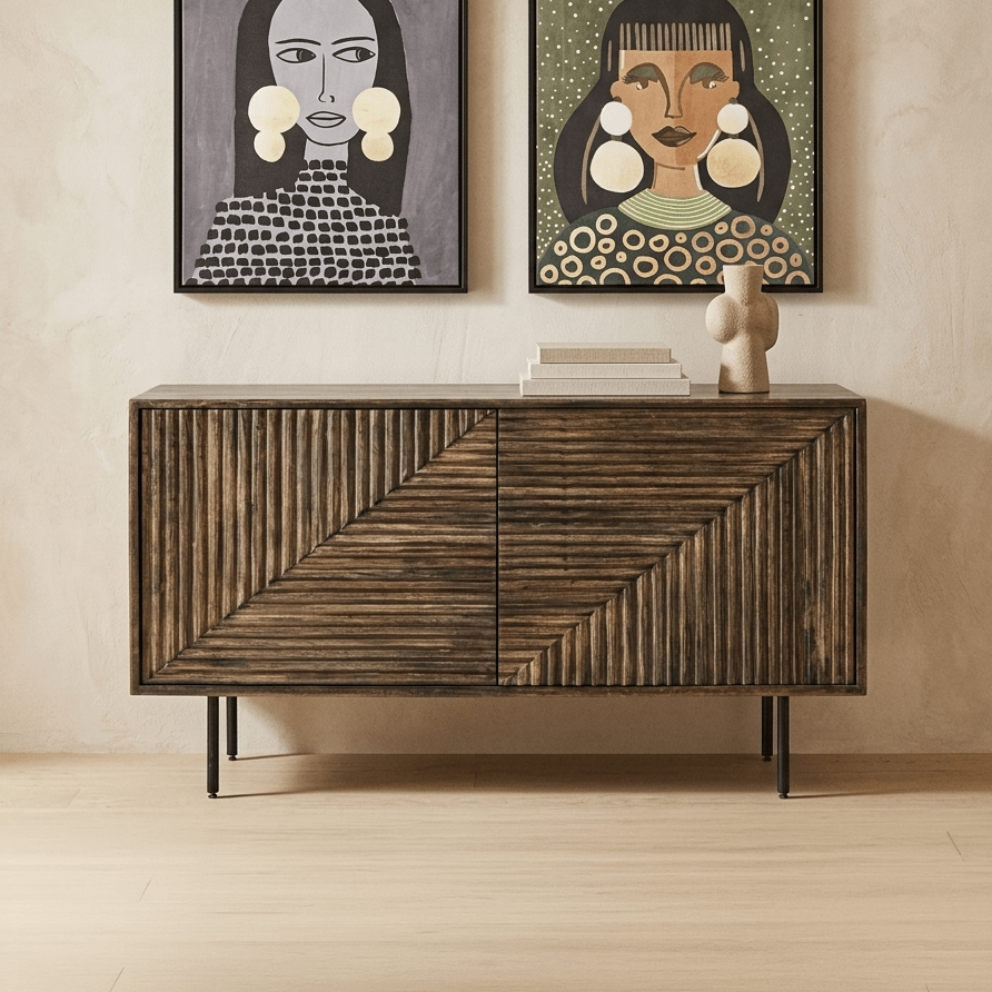 Aparador Geométrico Duas portas 100x39,5x70 CALCUTA - Gato Preto