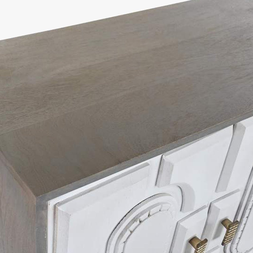 Aparador Relevo Branco com Acabamentos Bronze 152X43X84 WHITE GLOW - Gato Preto
