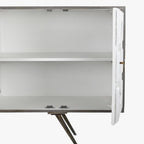Aparador Relevo Branco com Acabamentos Bronze 152X43X84 WHITE GLOW - Gato Preto